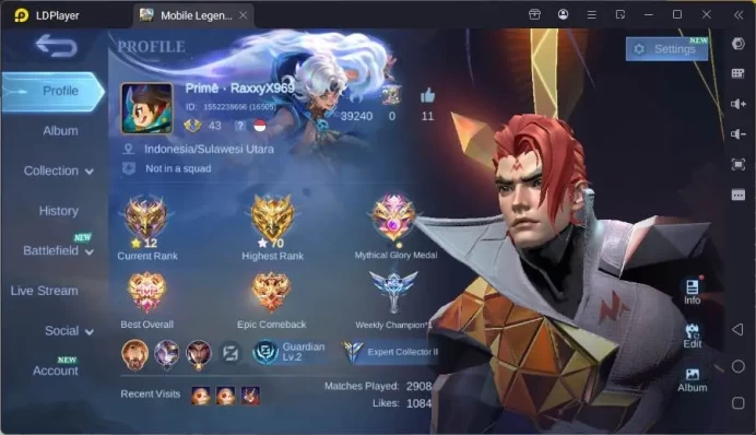 GLOBAL|Hero 80|Skin 119|Prime Granger+Yz,Kof Karina,SB Cyclops,Venom Dyrroth,Light Tigreal,etc|Expert CC|Check SS|ML1597B