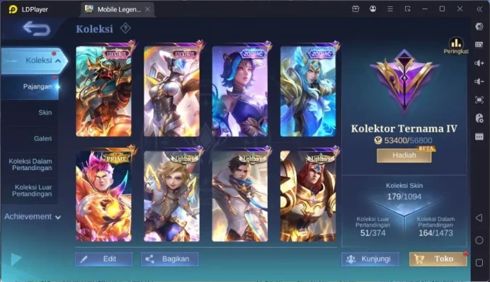 GLOBAL|Hero 81|Skin 179|Prime Claude,Kof Karina,Star Angela,Lucky Alpha+Irithel,Rising Lolita,etc|Renowned CC|Check SS|ML1600B