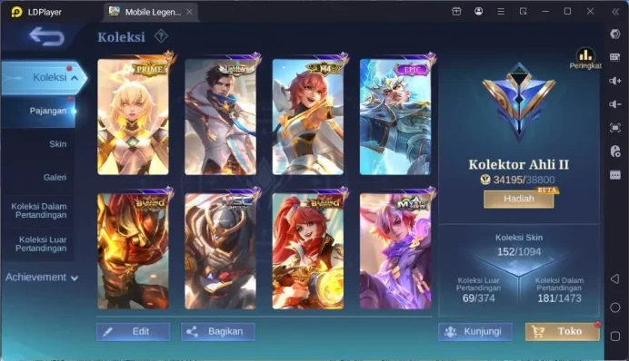 GLOBAL|Hero 115|Skin 152|Prime Beatrix,Blazing Layla,Saber Rafaela,Naruto Vale,Saint Badang,etc|Expert CC|Check SS|ML1603B