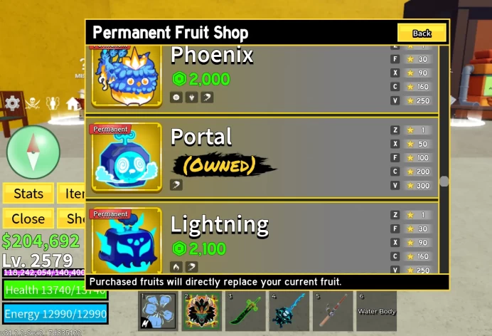 Lvl 2579 Blox Fruits Acc | 11 PERMS (Dragon, Portal, Buddha) | Dark Blade | 50B Hat & Rare Events