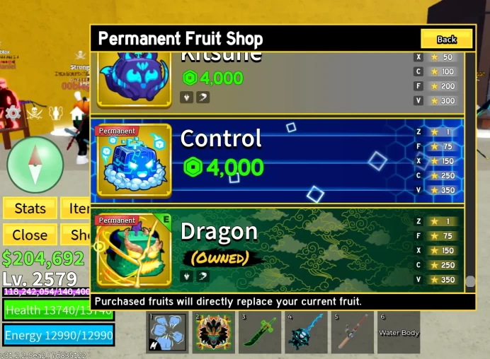 Lvl 2579 Blox Fruits Acc | 11 PERMS (Dragon, Portal, Buddha) | Dark Blade | 50B Hat & Rare Events