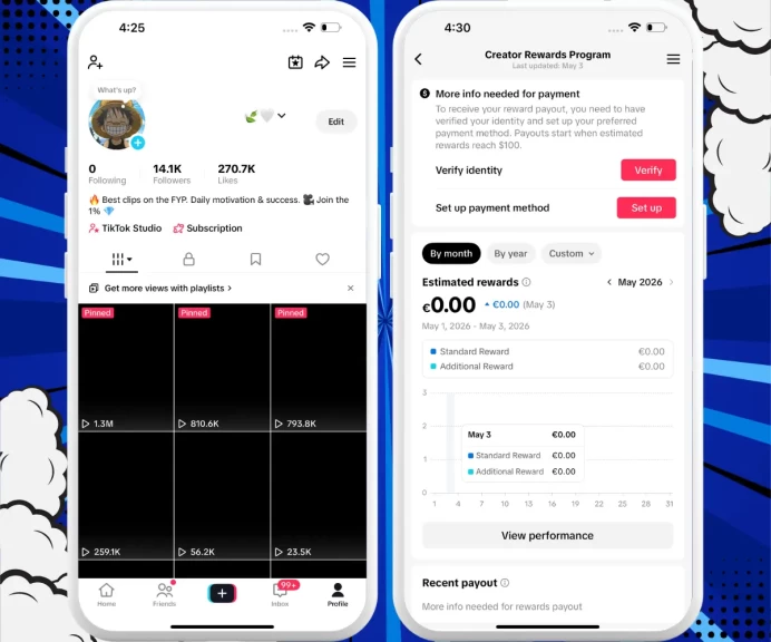 [France] Monetized Creator Rewards Program Account | 14K Authentic Followers & 270K Likes | Verified Screenshots + Account in Good Standing