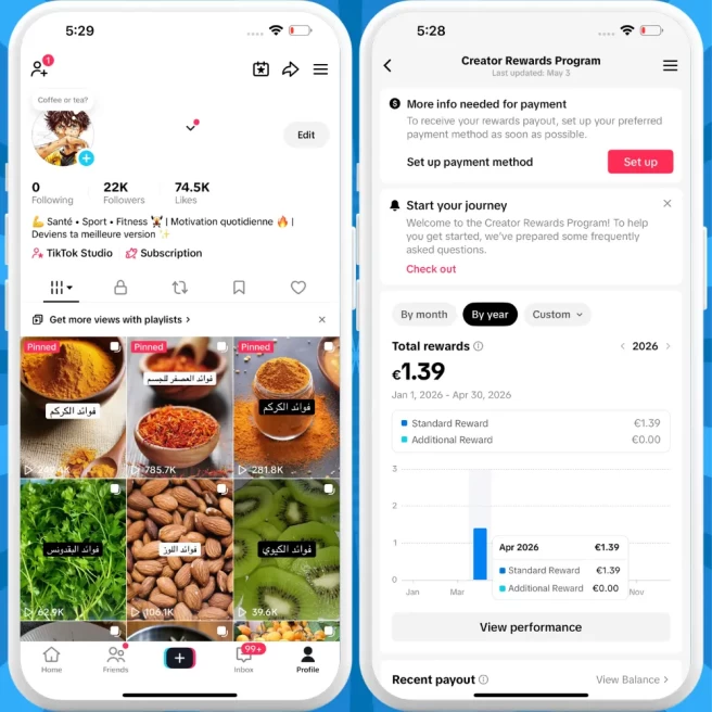 [Discounted] France Monetized Creator Rewards Program Account | 22K Authentic Followers & 74K Likes | Verified Screenshots + Instant Delivery