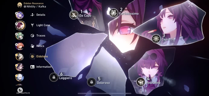 HSR64 Europe - AR 70 - Kafka E4 - Black Swan E1 - Jingliu E1 - Seele E1 - Bronya E3 - Clara E2 - Himeko E1 - HuoHuo - Blade - Silver Wolf