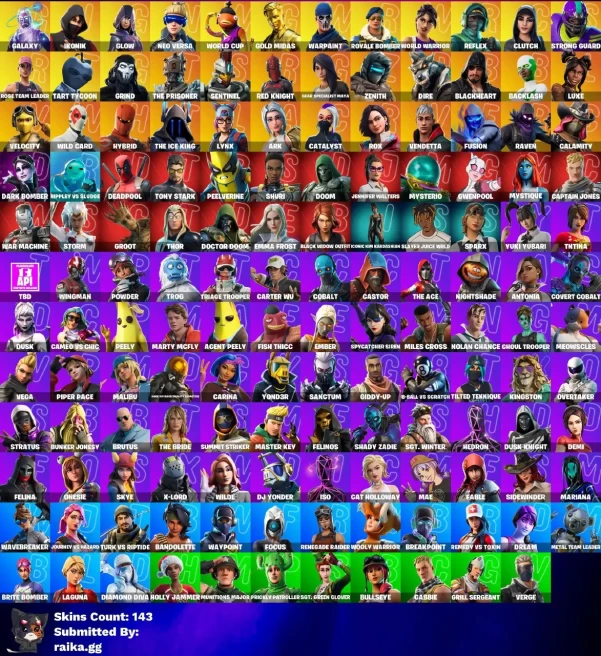 [PC] 143 skins | OG STW | IKONIK | Galaxy | Merry Mint Axe | Neo Versa | WORLD CUP | Gold Midas | Royale Bomber | World Warrior
