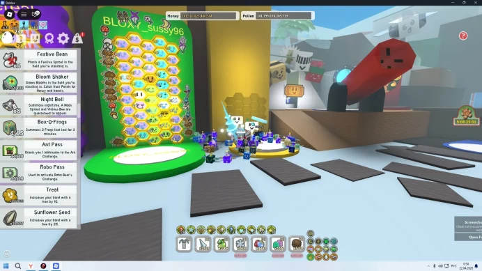ROBLOX1221//ACCOUNT WITH BSS 50 bees, fully gifted BLUE BEEhive 20 lvl (TIDE-POPPER + 1 stick at the end of the game)