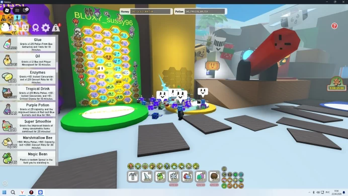 ROBLOX1221//ACCOUNT WITH BSS 50 bees, fully gifted BLUE BEEhive 20 lvl (TIDE-POPPER + 1 stick at the end of the game)