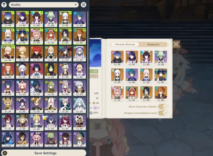 ASIA|AR 57|11 Limited+4(*5Weapon)|Flint,Columbina,WandererC1,NilouC1,Raiden,Etc||Well Build|McMale|IF30|TakeMail|Check(GI6023)
