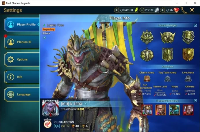 Lv78 3,9M Power|3 Mythic(Embrys,L Mikage,Gharol)|77 Legend(Armanz,Lord E Fabian,Taras,Mithrala,Chaagur,Etc)|Plarium(RSL1436)