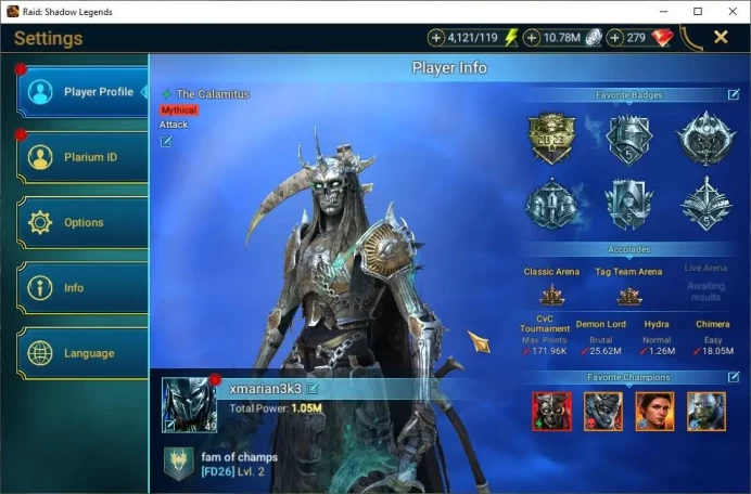 Lv49 1M Power|25 Legend(Calamitus,Noldua,Ninja,Lyssandra,Xenomrph,Rathalos,Wukong,Kassandra,Ezio,Etc)|4K Energy|Plarium(RSL1433)