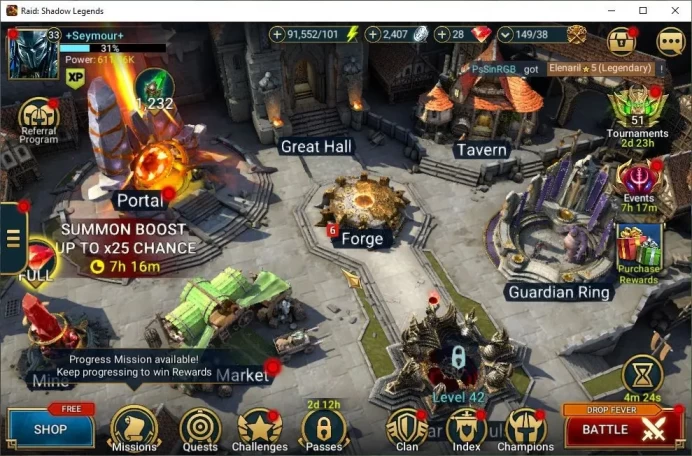 Lv33 611K Power|2 Mythic(Galathir,Androc)|28 Legend(Kalvalax,Ninja,Deliana,Ezio,DKnight,Rathalos,Etc)91K Energy|Plarium(RSL1424)
