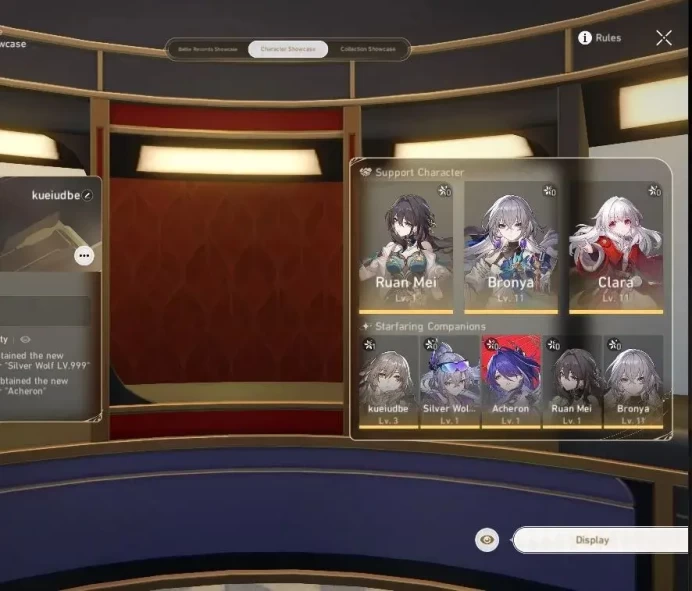 Asia|TL 6|1 Golden Companion Spirit|2 Limited| Silver Wolf LV.999, Ruan Mei |MC Female|Take Mail|Check SS(HSR6718)