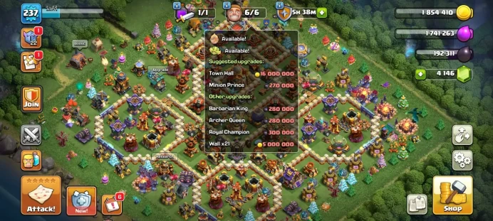 Town hall 16 almost max Xp 237, 10 equipment epic, 1748 medals cwl,C6121