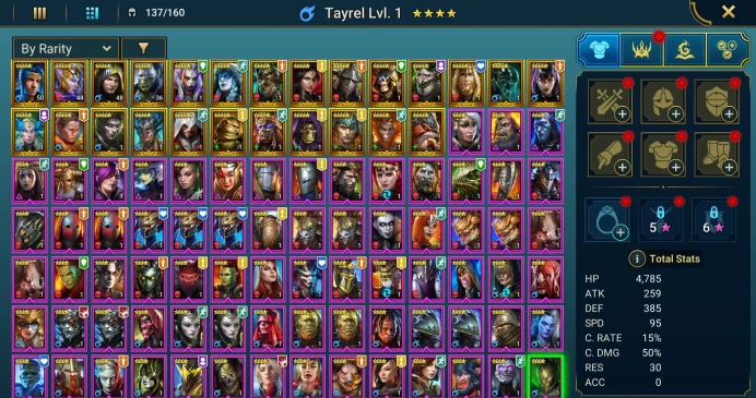 Starter acc with Hilvi : 95k energy / 62 mln coins / Oella, Lonatharil, Arix, Ninja + 20 Login Legendaries / Madame Serris