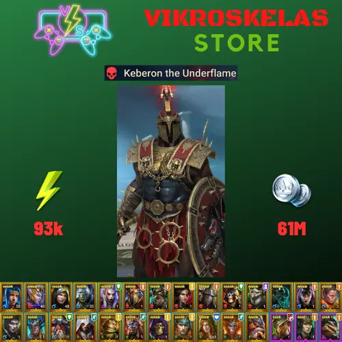 Starter acc with Keberon : 93k energy / 61 mln coins / Lady of Ireth, Altan, Arix, Ninja + 20 Login Legendaries / Slixus