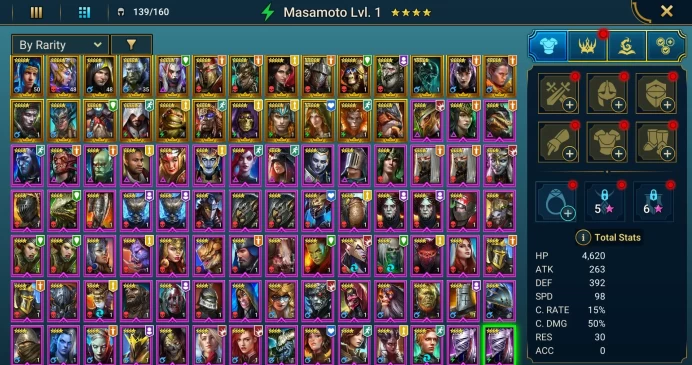 Starter acc with Keberon : 93k energy / 61 mln coins / Lady of Ireth, Altan, Arix, Ninja + 20 Login Legendaries / Slixus