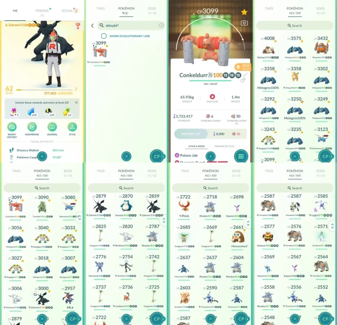 AC1475 -lv 62 Instinct | x23 3000CP | x182 2000CP | x76 Legendary | x75 shiny | x21 100IV | 100IV Zekrom Articuno | x28 Unique legendary-ultrabe
