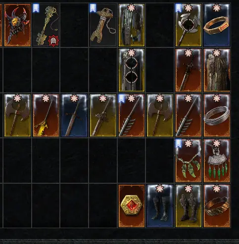 s13  Order any part / ring / amulet / weapon / etc.