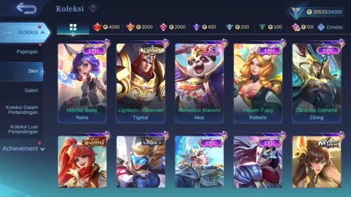 GLOBAL Hero 102 Skin 166 | CC Nata | Lunar Change | Dtamer Kimmy Masha | Seiya Badang | Epic Lance | Expert | Check ss ML1717B