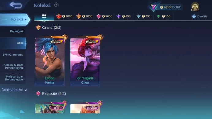 GLOBAL Hero 132 Skin 240 KOF Chou | Luckybox Kagura Claude | Dtamer Estes Ling | Renowned | Check ss ML1748B