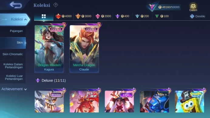 GLOBAL Hero 132 Skin 240 KOF Chou | Luckybox Kagura Claude | Dtamer Estes Ling | Renowned | Check ss ML1748B