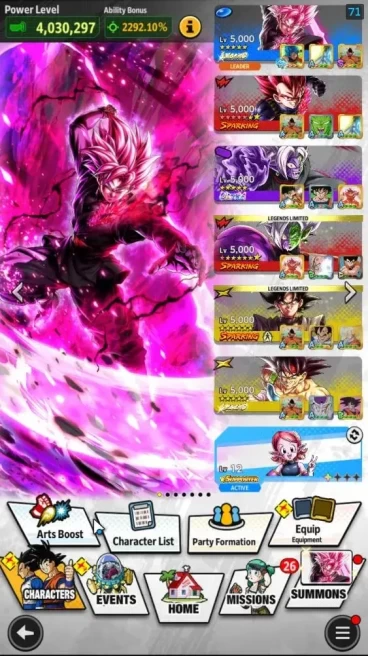 54,2M Total Power|LV 155|2LR 2UL+9LL|SS Rose Ultra: Goku Black,Bardock|SS Goku(Red),Fusion Zamasu|Android|(DBL1048)