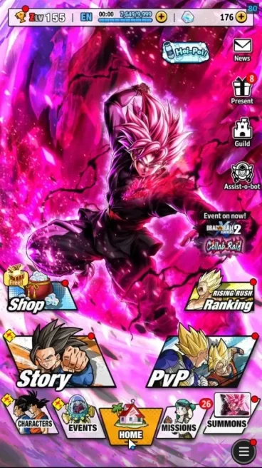 54,2M Total Power|LV 155|2LR 2UL+9LL|SS Rose Ultra: Goku Black,Bardock|SS Goku(Red),Fusion Zamasu|Android|(DBL1048)