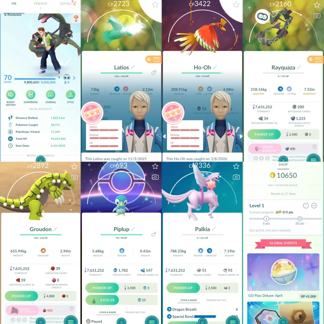 2214 Level 70 Coin10650 Shundo Mega Latios Shiny Rayquaza Shiny Groudon
