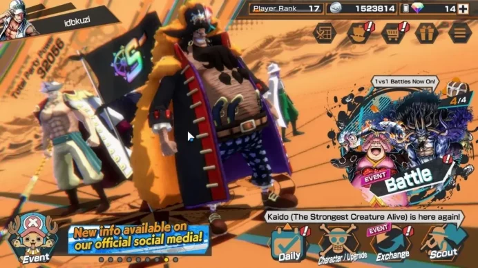 Global|3EX 1MAX|Great Pirate Newgate,Battle Monster Kaido,4Emperor Teach|Rank 17|Bandai|Check(OPBR2356)