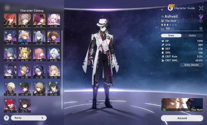 Asia|TL 40|5 Limited| Saber+Sign, Ashveil, Kafka, Dante, Ruan Mei |MC Female|Take Mail|Check SS(HSR6253)