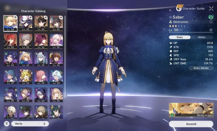 Asia|TL 40|5 Limited| Saber+Sign, Ashveil, Kafka, Dante, Ruan Mei |MC Female|Take Mail|Check SS(HSR6253)