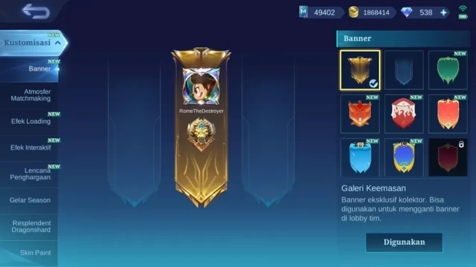 GLOBAL | Hero 132 Skin 502 | 2 Legend Franco, GS | AOT Levi | 2 Soulvessel Clint, Benned | Skin Grand 16 | 5 Collector | ML1683B