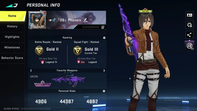 [ASIA] 5 ETERNAL: QBZ,Uzi,Aug,M700,KAG-6 | COLLAB: M700 AOT & RAN MIKASA | ULTRA MELEE: Butterfly Synthwave,Katar |SS|BS285B