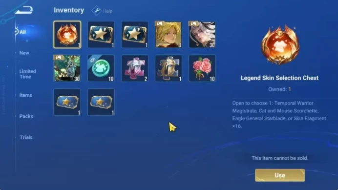 Hero 18  Skin 5|Starter with Legend Skin Selection Chest(Di Renjie,Angela,Yao,Skin Fragment 16)|Check SS(HOK1983)