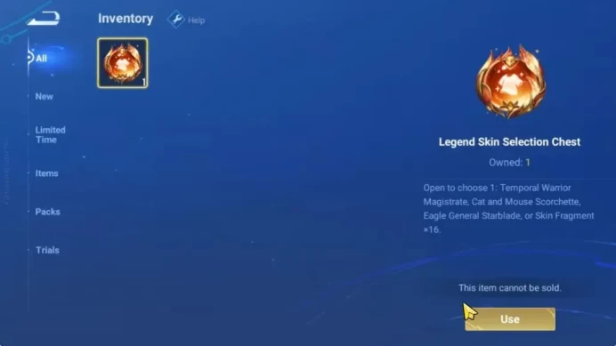 Hero 8 Skin 2|Starter with Legend Skin Selection Chest(Di Renjie,Angela,Yao,Skin Fragment 16)|Check SS(HOK1948)