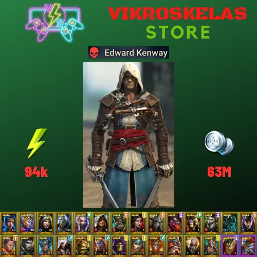 Starter acc with Edward : 94k energy / 63 mln coins / Pythion, Tomb Lord, Genzin, Arix, Ninja + 20 Login Legendaries / Aniri