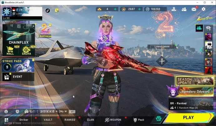 ASIA|7 Eternal weapon,1 Eternal striker|Eternal MP5,Ak47,M700,Uzi,QBZ95,UMP45,Spear|Etarnal Nova,Bleach Ethan|Limit URBBS4612B
