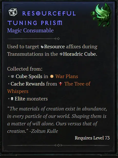 Resourceful Tuning Prism