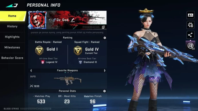 [ASIA] Lvl 50 | Gold | Eternal Lv2 AK47-Overload | Limit MP155 | SCAR-EVA-08 | Ultra AR97 | Katana Ronin | Detail in SS |BS479B
