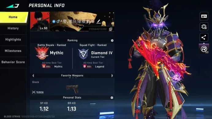[ASIA] Lvl 50 | Mythic | Eternal Zero Lv2 | Evo Lv5 M4A1-Tiadraco | Eternal Lv2 Kar98k | Limit AR97 | Detail in SS | BS480B