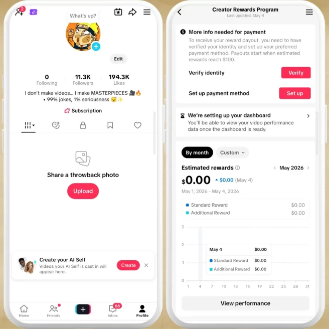 [USA] Fully Monetized Creator Rewards Program Account – 10K Real Followers & 194K Likes | Instant Earnings, Full Access & Email Included