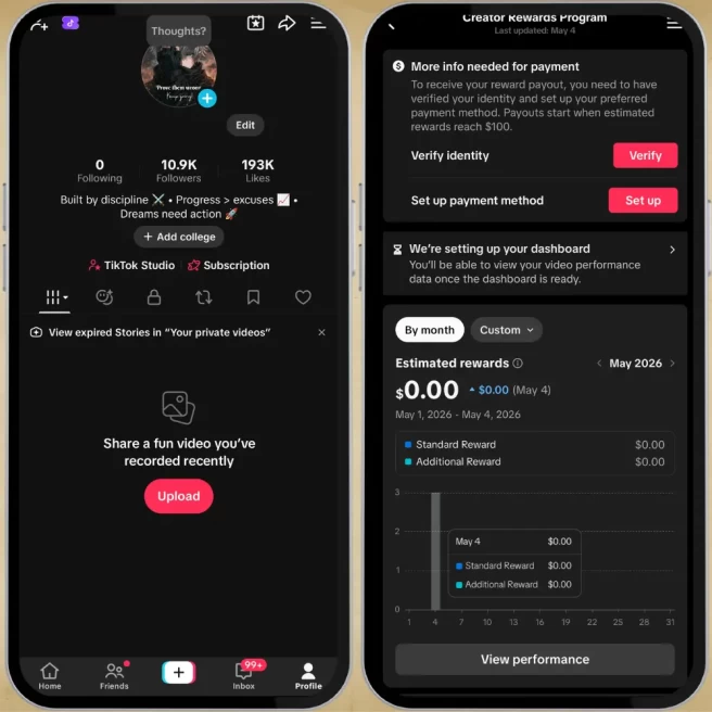 Premium US Monetized Creator Rewards Account – 10K+ Organic Followers | 193K+ Likes | Full Ownership + Verified Clean History | Instant Earnings