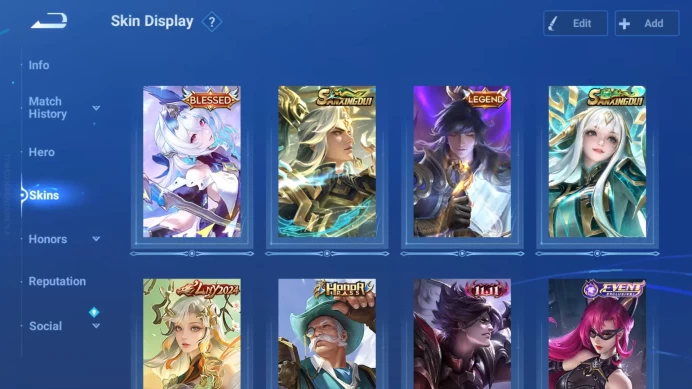 Global | Hero 110 | Skin 161 | Blessed Da Qiao , Sanxingdui Nuwa , Hou yi & Dyadia , Legend Li Xin ,more detail cek ss HOK008B