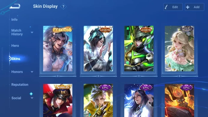 Global | Hero 57 | Skin 34 | Precious Zhang Fei , Legend Consort yu , Legend lady Sun , LOM Shi , Nobility Zilong HOK009B