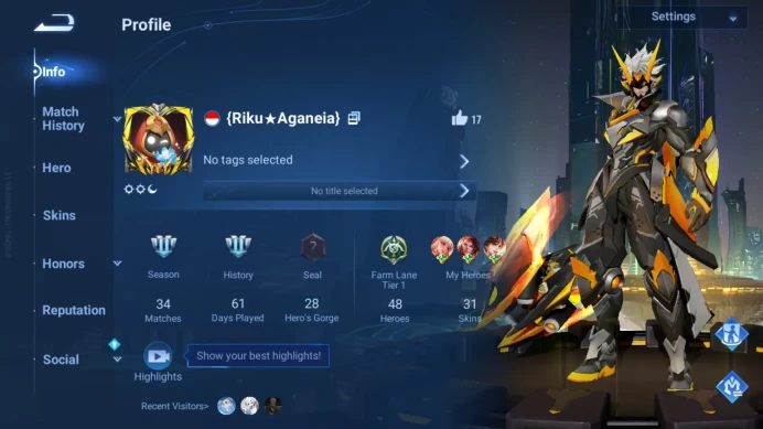 Starter Global | Hero 48 | Skin 31 | Legend Sunce | LOM Shi+Guiguzi HOK061B
