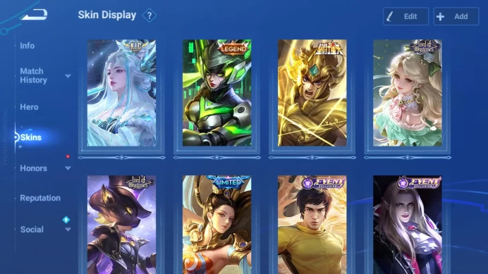 GLOBAL Hero 43 | Skin 52 | Kic Luna|Legend Lady Sun|Sain Seiya Dharma|2 LOm Shi+Guiguzi|Limited Yuhuan|Hero Snk Nakoruru HOK110B