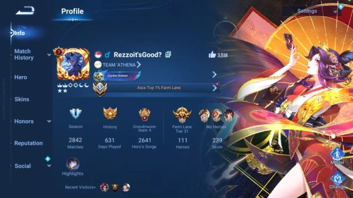 Hero 111|Skin 239|Flawless Mai|JJK Kongming,Ladysun|3 Shanhai|2 LNY25|LNY24 Ladysun| 8 Legend Etc. Check SS HOK115B