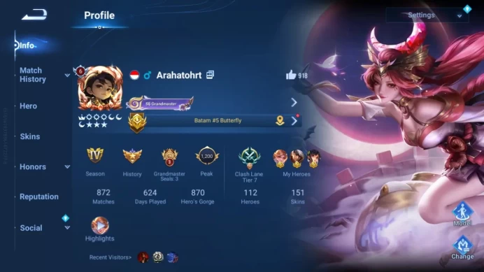 Hero 112|Skin 151|4 Blessed |Full LNY2026 -YG|Full LOM|2 Legend(ConsortYu+LadySun) Etc Check SS HOK121B