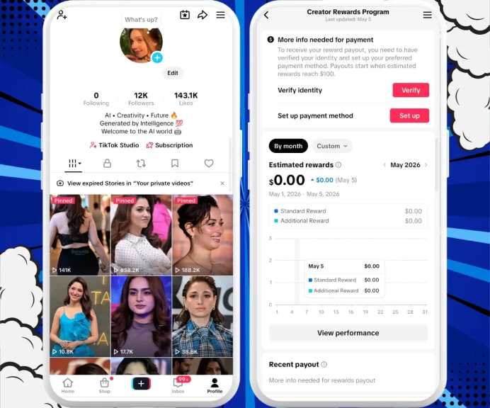Monetized Account Creator Rewards Program Active | 12K Real Followers and 143K Likes | Real Screenshots + Full Access + Account in Good Standing