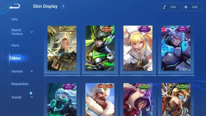 GLOBAL | hero 37, skin 33 | SXNX houyi, legend lady sun, promise erin, honor kui, honor nuwa, land guiguzi check SS HOK181B